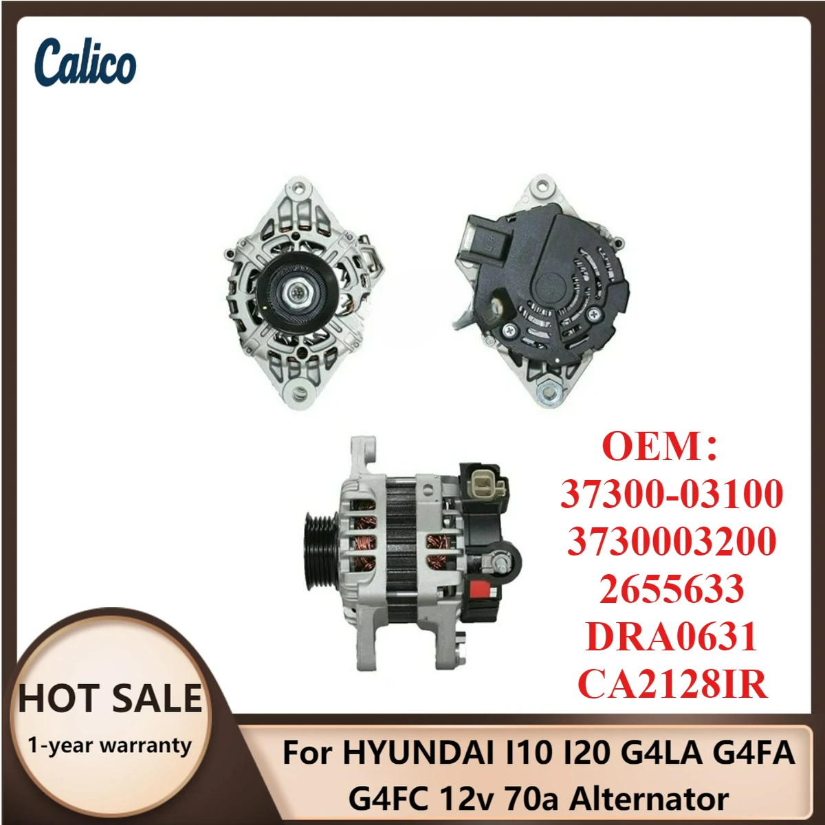 

Hot Selling for VALEO for HYUNDAI I10 I20 G4LA G4FA G4FC 12v 70a Alternator 37300-03100 3730003200 2655633 DRA0631 CA2128IR