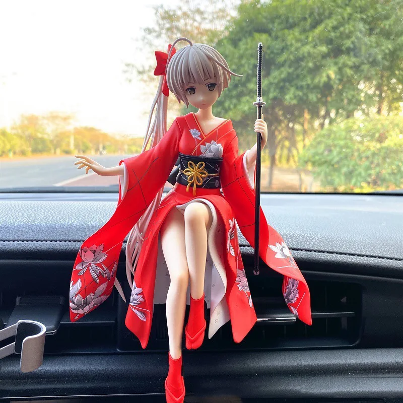 Anime negro rojo Kasugano Sora PVC colección de figuras de acción posición sentada modelo encantador escritorio coche decoración juguetes regalos para niños