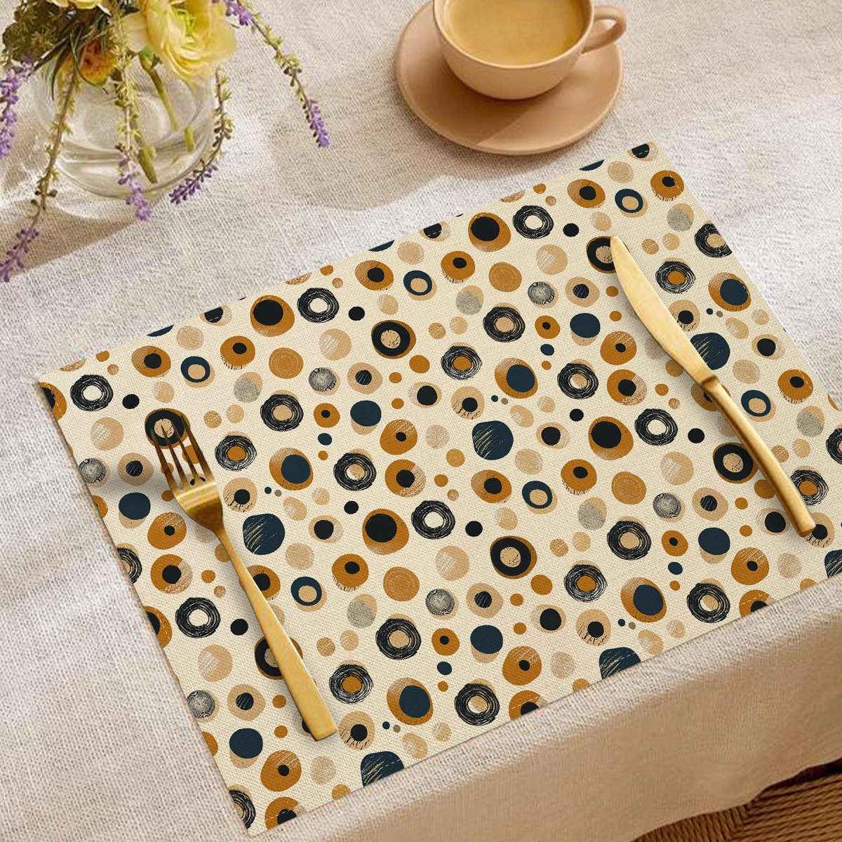 VIKAMA Colorful & Fan Placemat, Washable Heat Resistant Placemat for Dining Table Kitchen