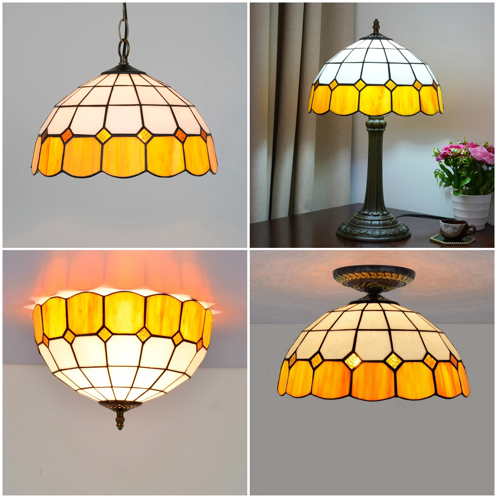 Modern Simple Stained Glass Lamp Shade Replacement Only For Table Lamps Ceiling Fixture Pendant Hanging Light Home Office Decor