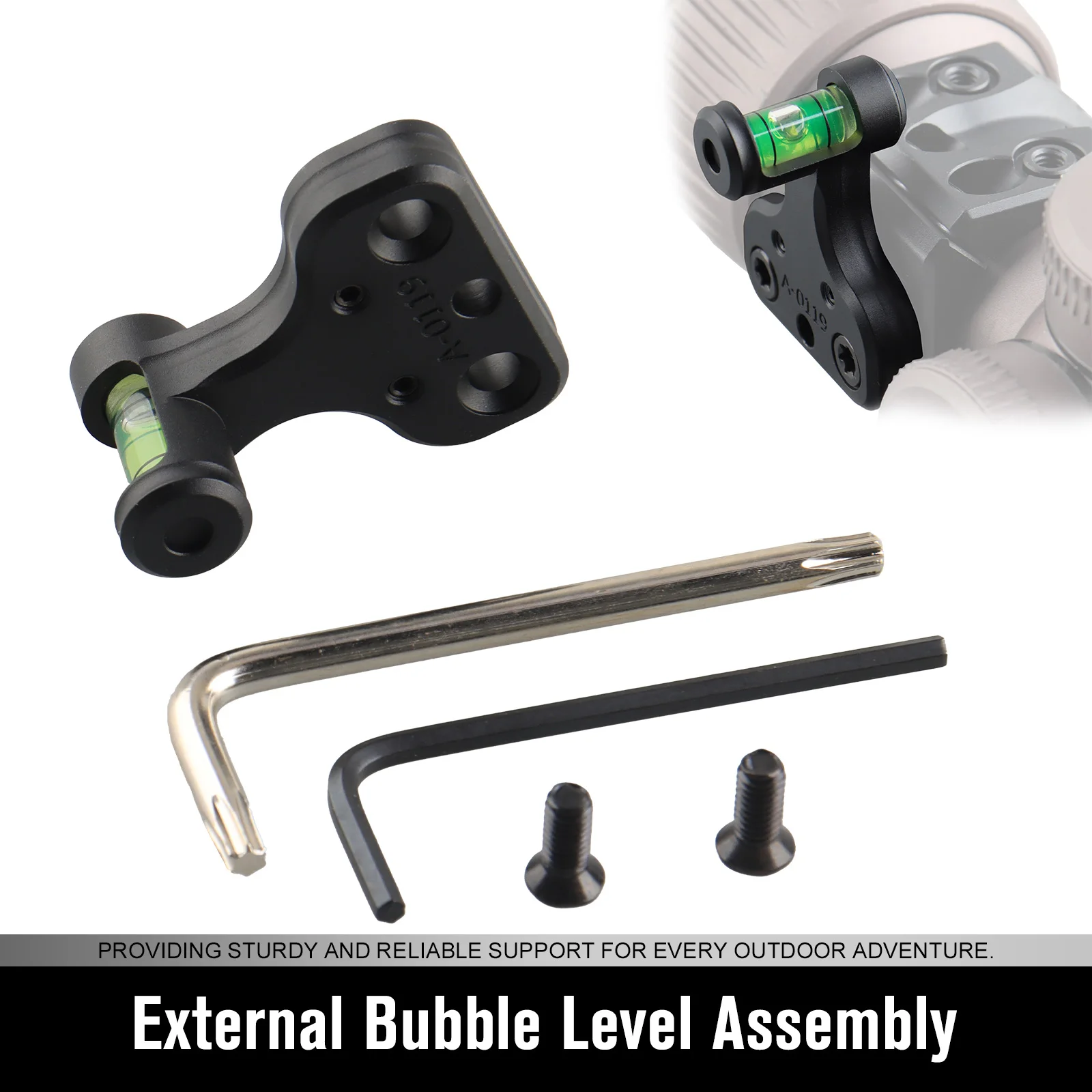 A-0119 External Bubble Level Assembly with Screws for Scope Mounts, Enhances Rifle Accuracy