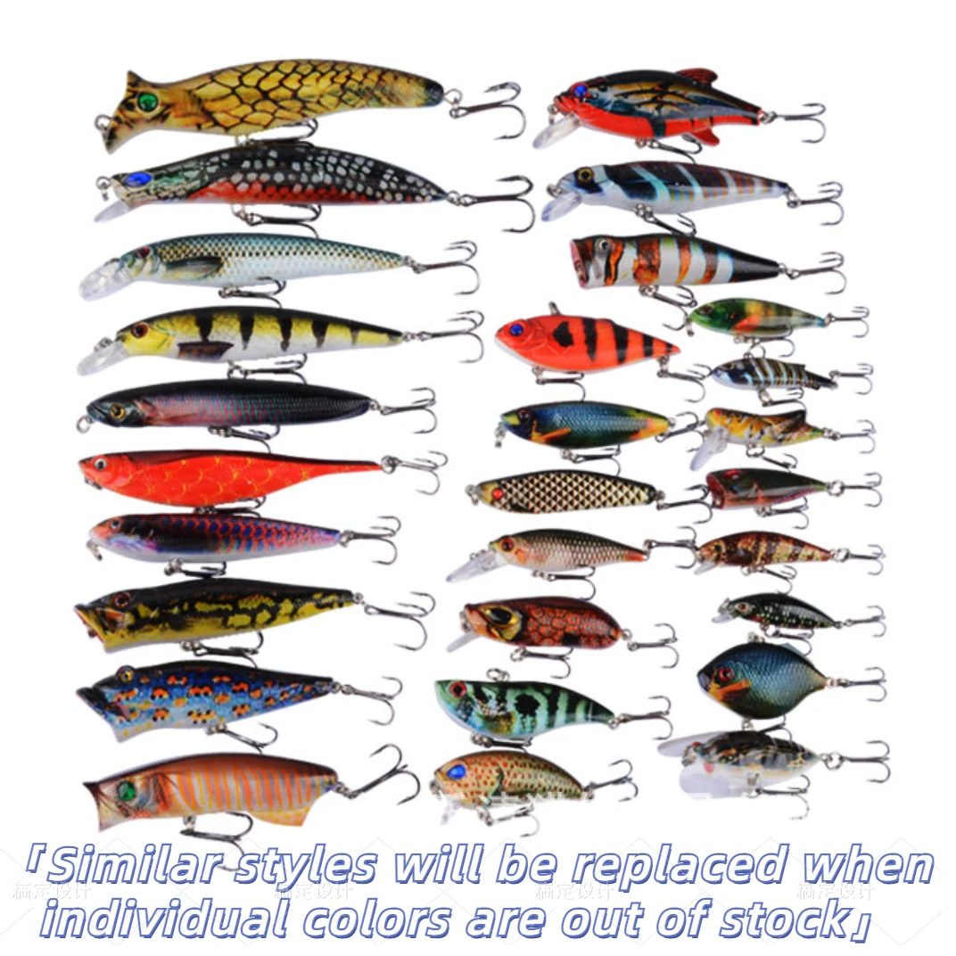 

28PCS Fishing Lure Set Whopper Plopper Hard Jig Swimbait Fish Lure Señuelos De Rockfishing Jerkbait Pencel VIB for Crankbait