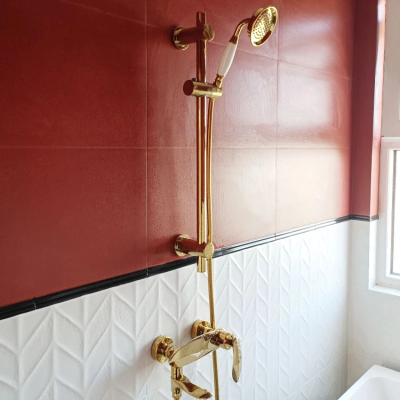 Bathroom Shower Shower Set Toilet Surface Mixing Valve Bath Hot and Cold Faucet Titanium Gold