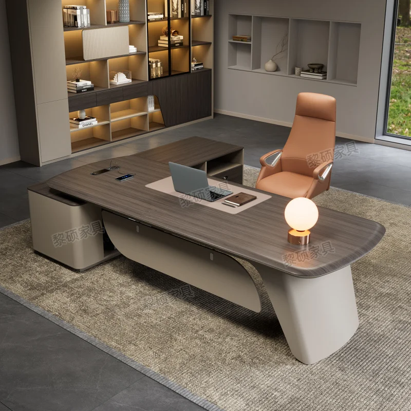 CEO desk,boss table,office Furniture,Dual-Motor Executive , Simple Modern Light-Luxury Design, Lacquered Vacuum-Formed Office Co