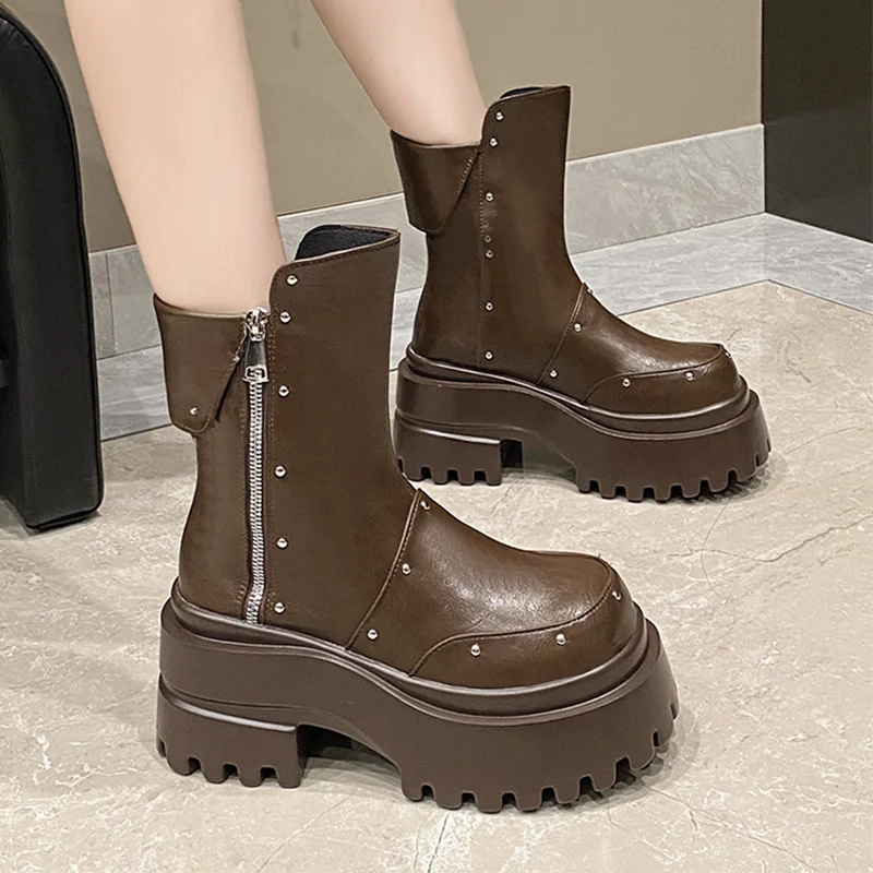 

Ankle Boots for Women's High Heels Designer Goth Shoes 2025 Fashion Trend Motorcycle Boots New Dress Gladiator Mujer De Botas