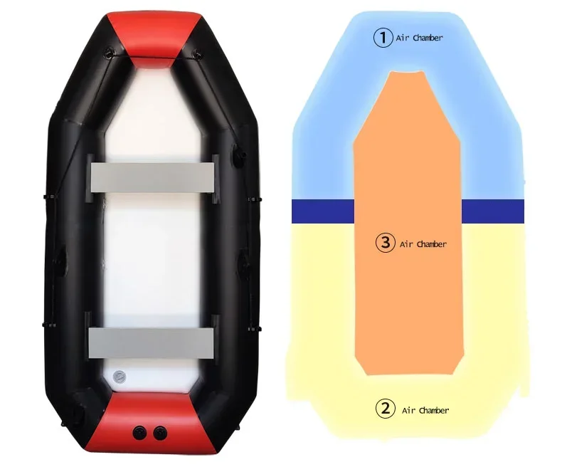 IHOMEINF 0.7 มม.หนา PVC Inflatable พายเรือแคนูเรือ 3 ชั้นสวมใส่ Inflatable เรือตกปลาสําหรับ 1-6 คน Dinghy