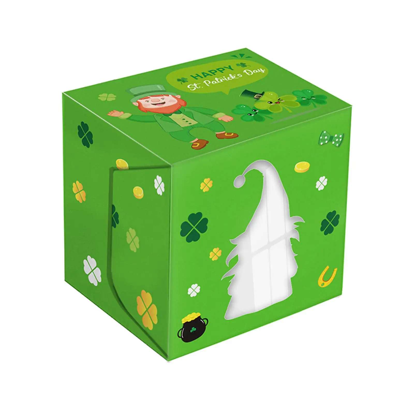12x St Patrick's Day Gift Box Goodie Box Gift Container with Window Paper Treat Boxes Packing Box for Dessert Cookie Pastries