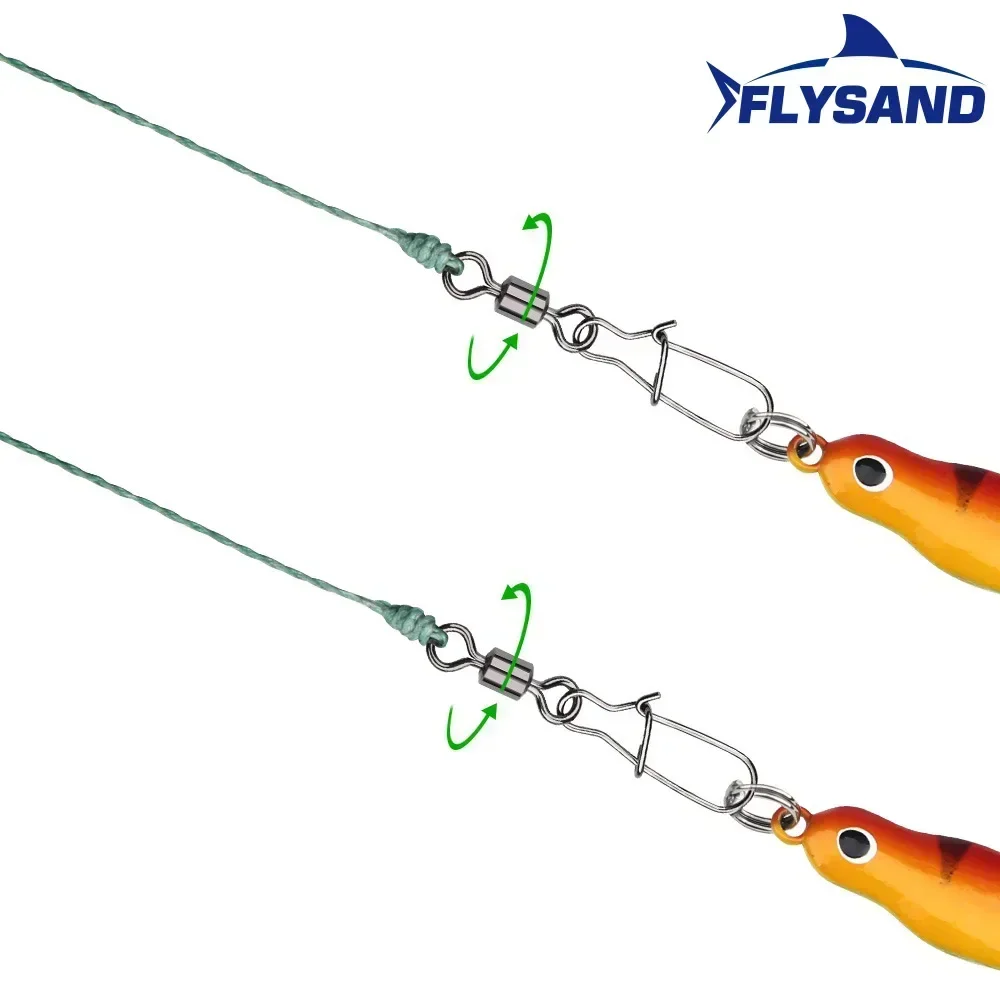 FLYSAND 100PCS/Bag Pike Fishing Accessories Connector Pin Bearing Rolling Swivel Stainless Steel Snap Fishhook Lure Swivels