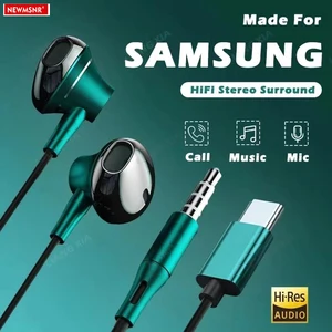 Type C HiFi Bass Stereo Headphones, Volume Headset Control with HD MIC, 3.5mm with Earbuds Wire for iPhone 15, Samsung Galaxy Earphones, # 12 Main Sales Samsung Headset - №9
