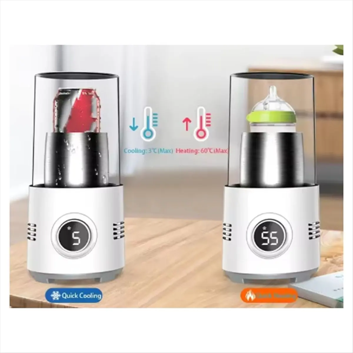 Top Sale 2 in 1 Desktop Drinks Cup Cooler Coffee Cup Warmer for Milk Tea Beer Electric Heating Cooling Beverage Cup US Plug
