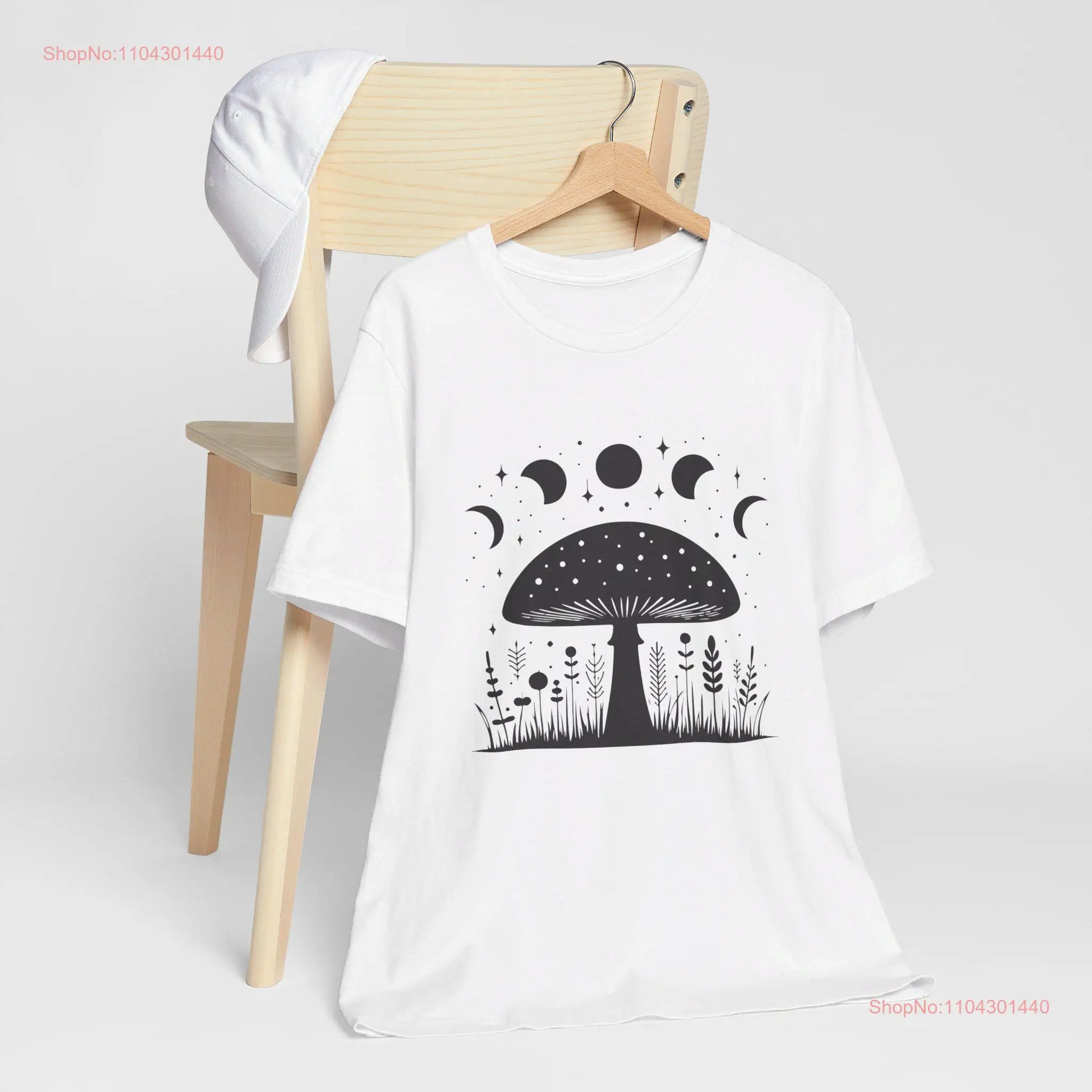

Mushroom Moon Phases Floral T Shirt Cottagcore Aesthetic Botanical Retro Fairycore Shroom Fungi Cute Lunar Cycle Womens Fashion