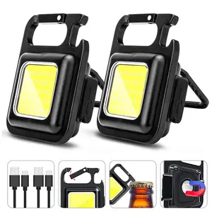 LED Flashlight Super Bright 1500LM Folding Bracket Bottle Opener Keychain USB Rechargeable Waterproof Light Outdoor Camping Tool
