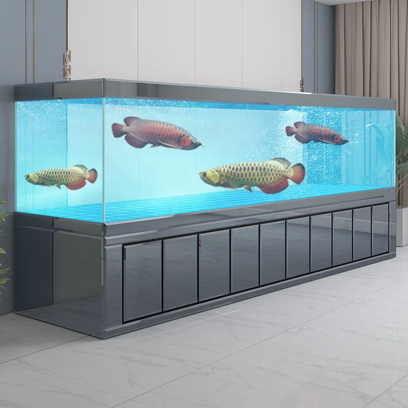 Large Jinlong fish tank aquarium living room office screen 2 meters 3 meters bottom filter ultra-white glass fish tank