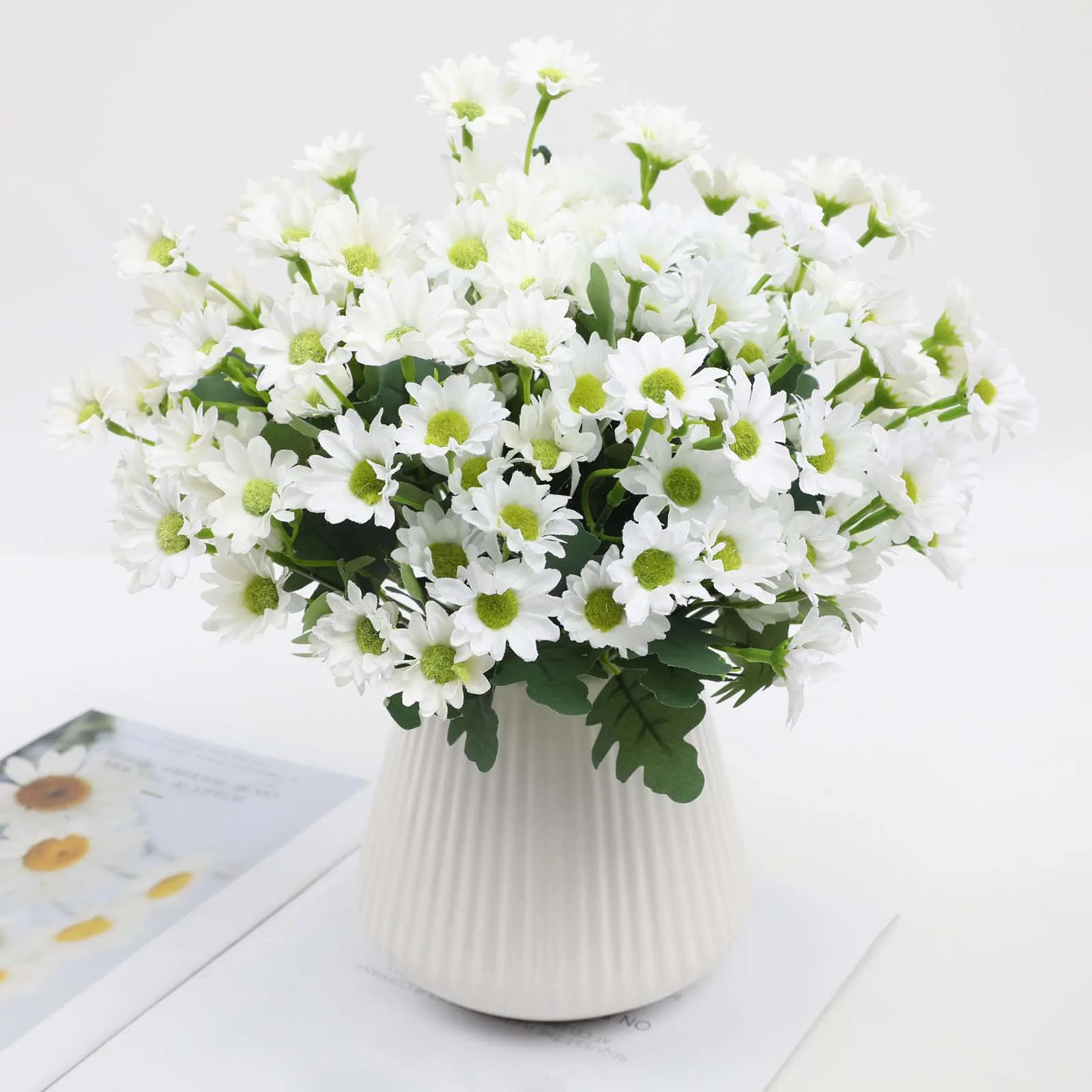 5 mechones de flores realistas de manteca de sol al aire libre, flores de manzanilla falsas, flores de Margarita falsas para decoración del banquete de boda en casa