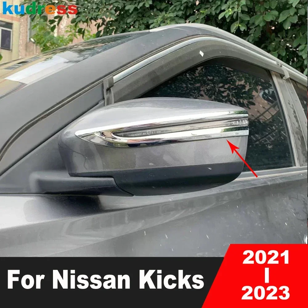 

Rearview Mirror Cover Trim For Nissan Kicks 2021 2022 2023 Chrome Car Door Side Wing Mirrors Molding Strip Exterior Accessories