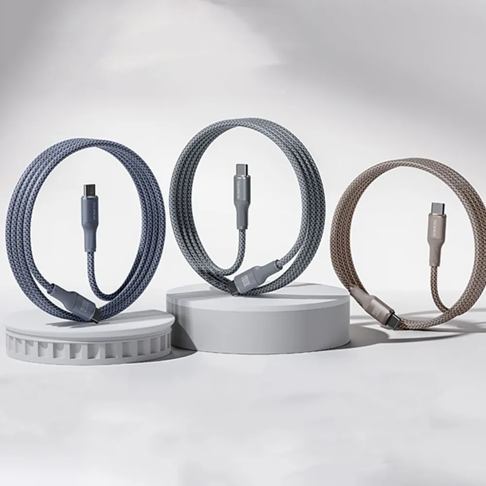 

100W 6A Type C To Type C Charging Data Cable Woven Shell Super Fast Charging Tpye C Charging Cable High-speed Single Head