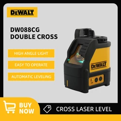 Dewalt DW088CG Double Cross Laser Level Strong Green Light Vertical Horizontal 2-Lines Precise Measurement Automatic Leveling