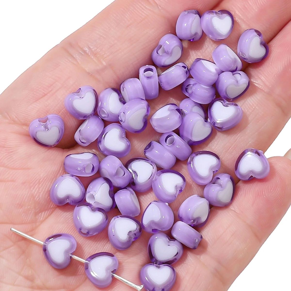 New 30pcs/Bag 8x7mm Love Acrylic Bead Loose Spacer Beads for Jewelry Making DIY Handmade Clothing Accessories