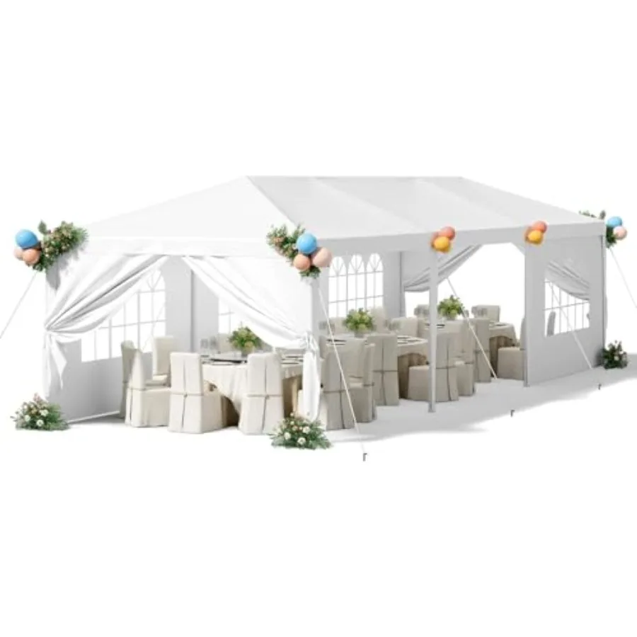 10'x30' Waterproof Outdoor Canopy Gazebo Party Tent with Removable Sidewalls for Weddings BBQ Camping Backyard Fits 40 People W