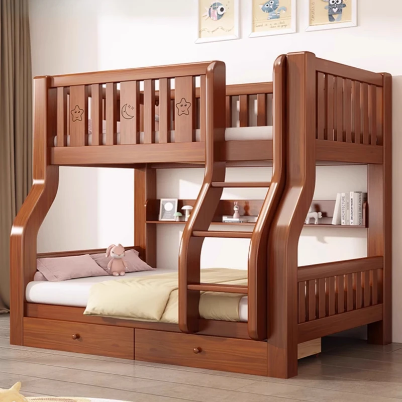 

Jewelry All solid wood upper and lower beds Children's double bunk staggered small apartment combination High and low double