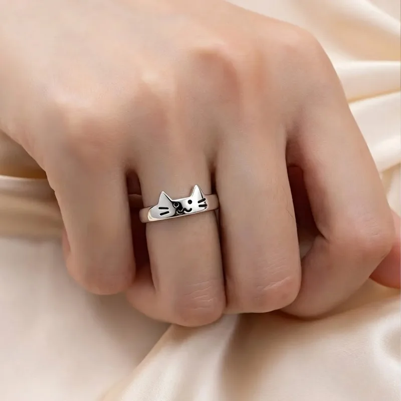 New 1/2pcs Hot Sale Lovely Cat Dog Rings for Women Men Cartoon Couple Rings Fashion Best Friend Jewelry Valentine's Day Gifts