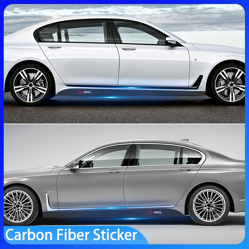 

2PCs Car Door Side Skirt Car Body Decal Carbon Fiber Art Stickers for Opel Astra J Insignia Astra G Zafira B Mokka Accessories