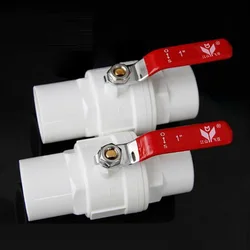 1pc UPVC Ball Valve Inner Diameter 20-90mm Steel Shank Valve High Quality PVC Fittings for Pipe Connection
