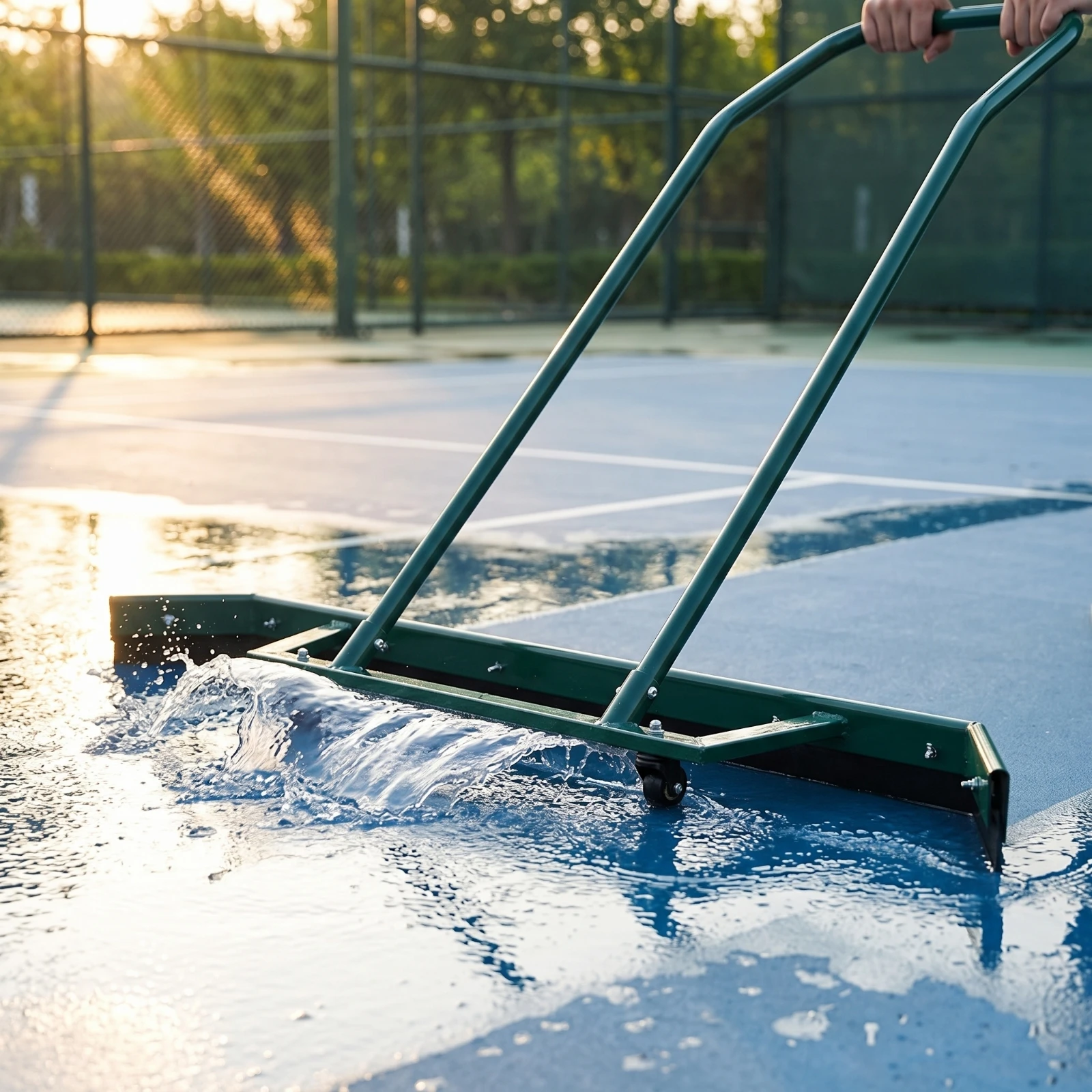 Field Water Pusher Heavy-Duty Tennis Court Squeegee Water Pusher with Wheels Rust-Resistant Tennis Court Squeegee with Wheel