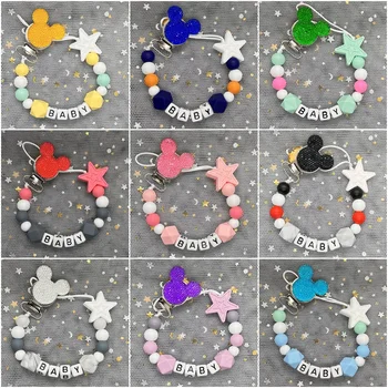 2024 Baby Beißring handgemachte personalisierte Name Schnuller Clips Halter Ketten Silikon Schnuller Kette Clips Baby Zahnen Kette Geschenk