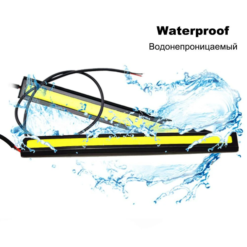 10 قطعة 17 سنتيمتر LED DRL مقاوم للماء القيادة النهار تشغيل أضواء قطاع 12 فولت COB LED سيارة الألومنيوم المشارب أضواء #5