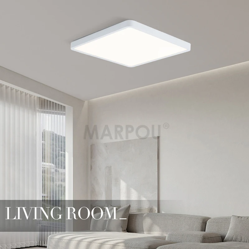 MARPOU 2.4cm Ultra thin led ceiling light Square Wood Grain ceiling lamps for living room 220V 110V led lights for room Bedroom