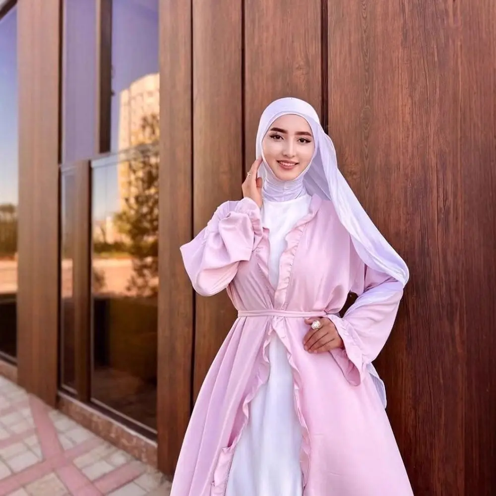 Nida aberto abaya para mulheres luxo dubai quimono cardigan eid ramadan vestido muçulmano kebaya caftan marocain femme robe islam jalabiya