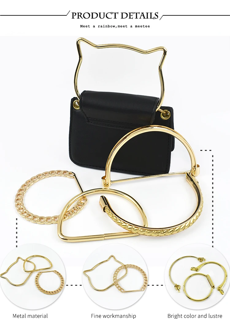 2Pcs Deepeel Metal Bag Handles Purse Frame O D Rings Handbags Replacement Chain DIY Bags Handle Handmade Hardware Accessories