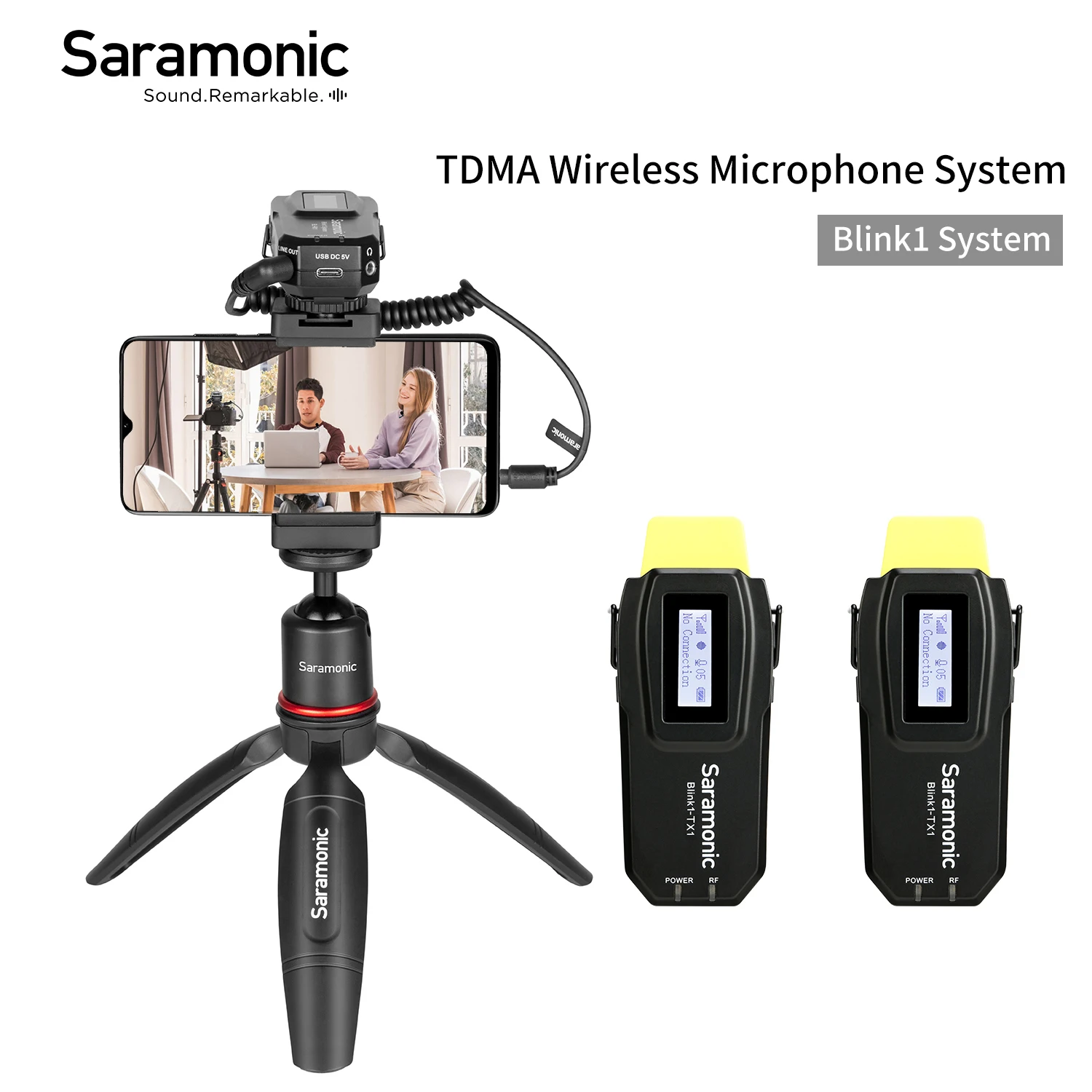 Saramonic Blink1 Kit2(TX+TX+RX) TDMA Wireless Microphone System Broadcast-quality Sound for Filmmaking Mobile Journalism&More