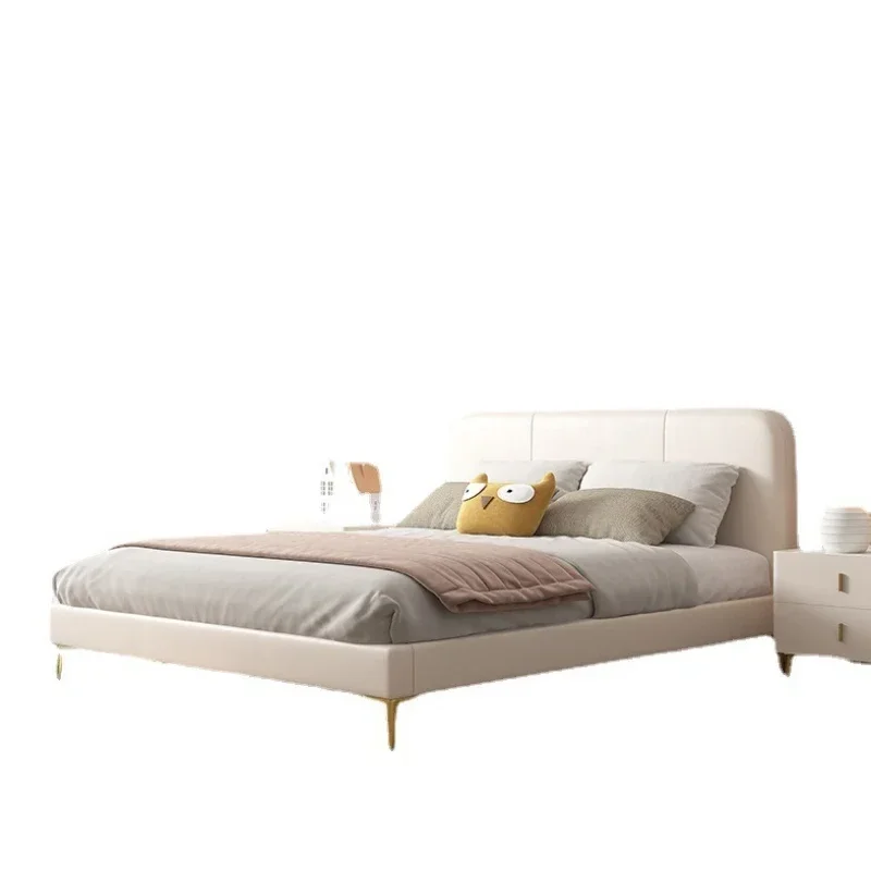 Light luxury cute girl girl princess bed 1.5 single boy anti-fouling soft bag bed genuine leather children's bed