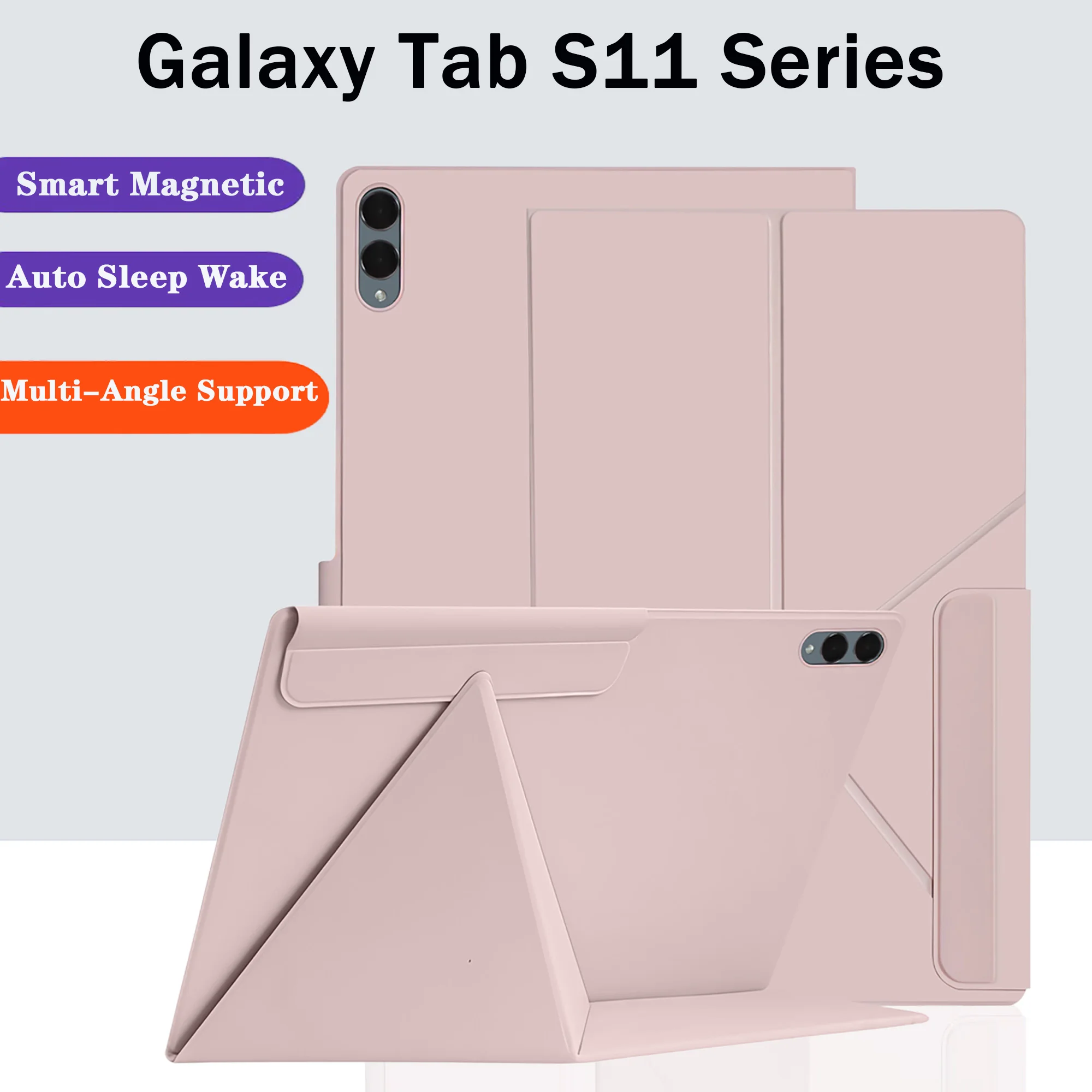 

Магнитный чехол для Samsung Galaxy Tab S11, чехол-подставка с двумя углами и держателем для карандашей для S11 Ultra, 14,6 дюйма, автоматический сон, пробуждение