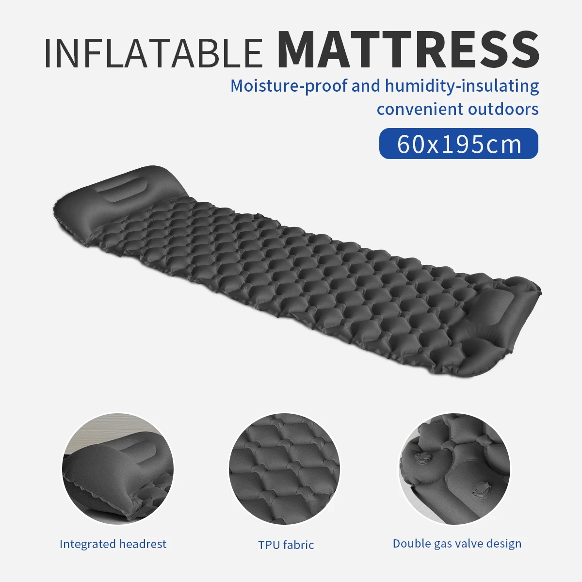 

Inflatable Bed Inflatable Mattress Sleeping Pad Camping Air Mattress Camp mat for Hiking Tent Travel Backpacking Easy to clean