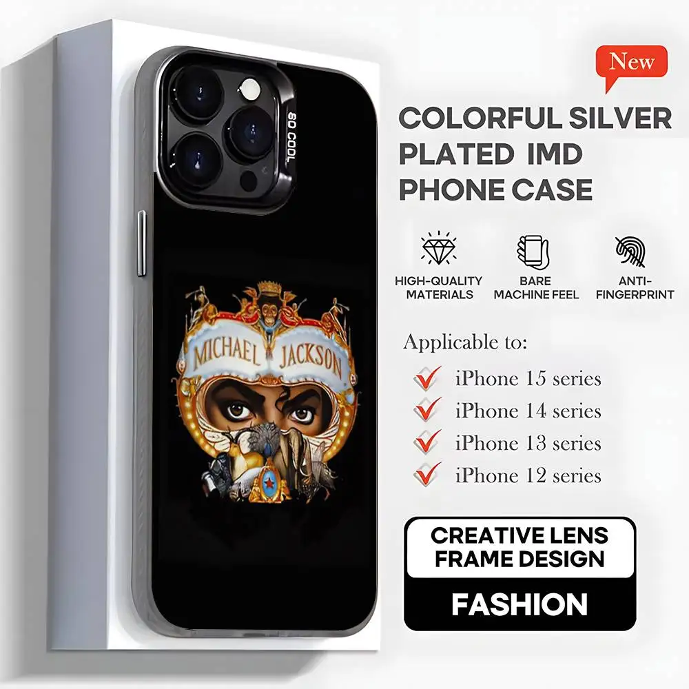 Casing Ponsel Singer M-Michael J-Jackson Untuk iPhone17,16,15,14,13,12,11,Mini,Pro,MAX,plus, Hitam Matte Anti Benturan