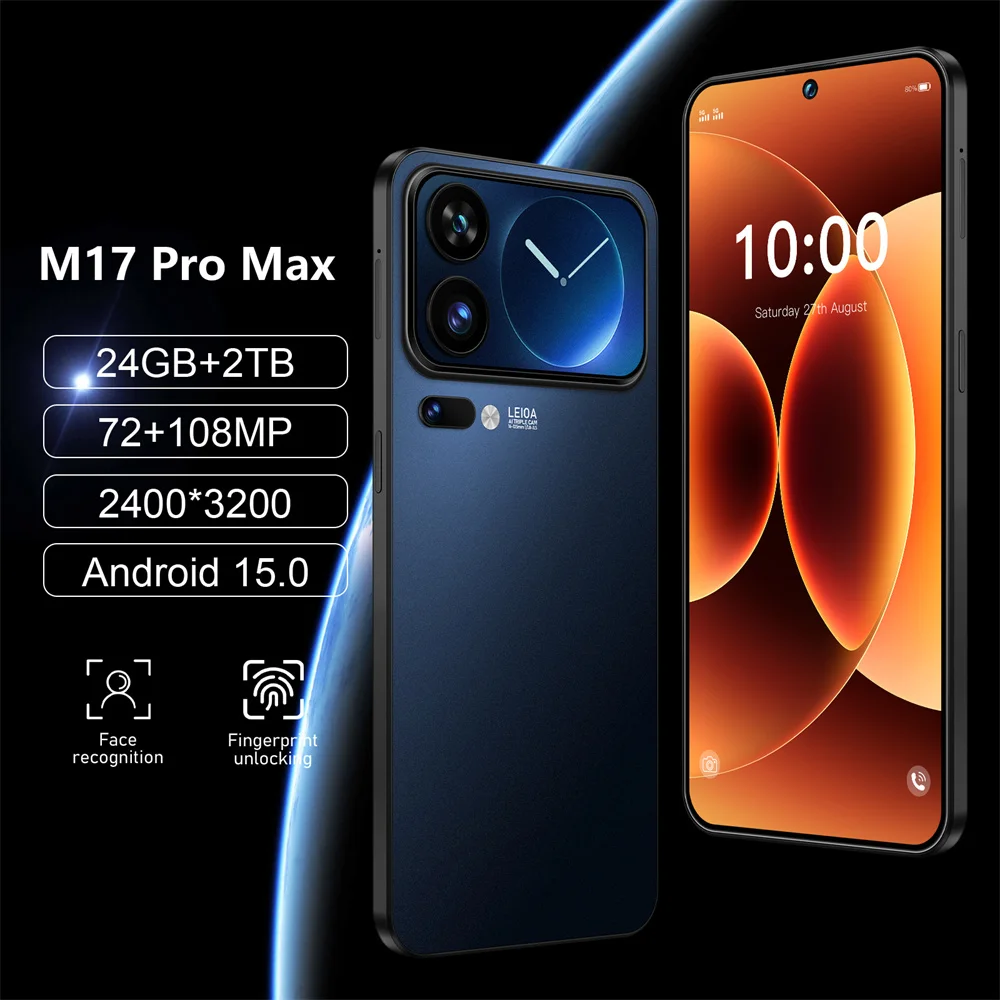 Teléfono Inteligente HOT M17 Pro Max 5G con Doble SIM, Batería de 7800 mAh, 22 GB + 2 TB, Versión Global Desbloqueada, Teléfono Móvil Android con Pantalla HD de 7.3 Pulgadas
