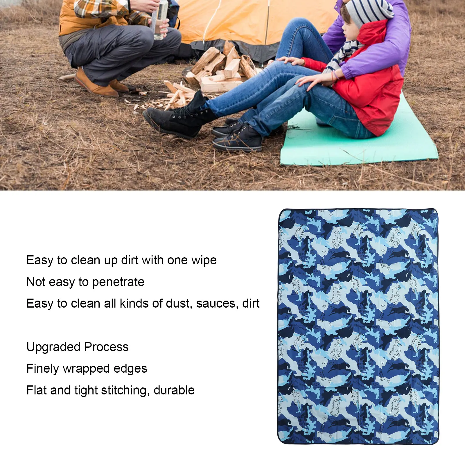 Picnic Blanket Waterproof Soft Stain Resistant Foldable Portable Large Outdoor Picnic Mat For Beach Camping