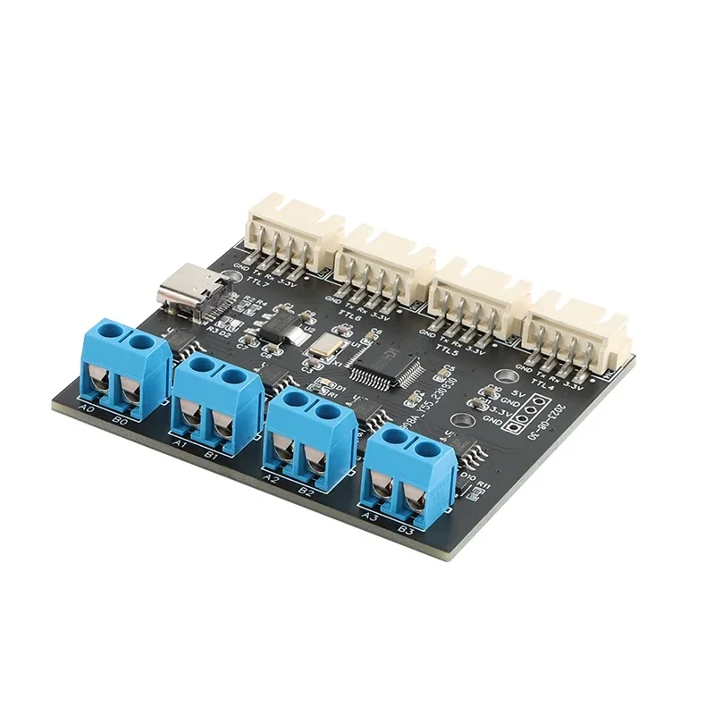 USB Type-C to 4-channel UART TTL serial port + 4-channel RS485 serial port module CH348 multi-channel expansion board