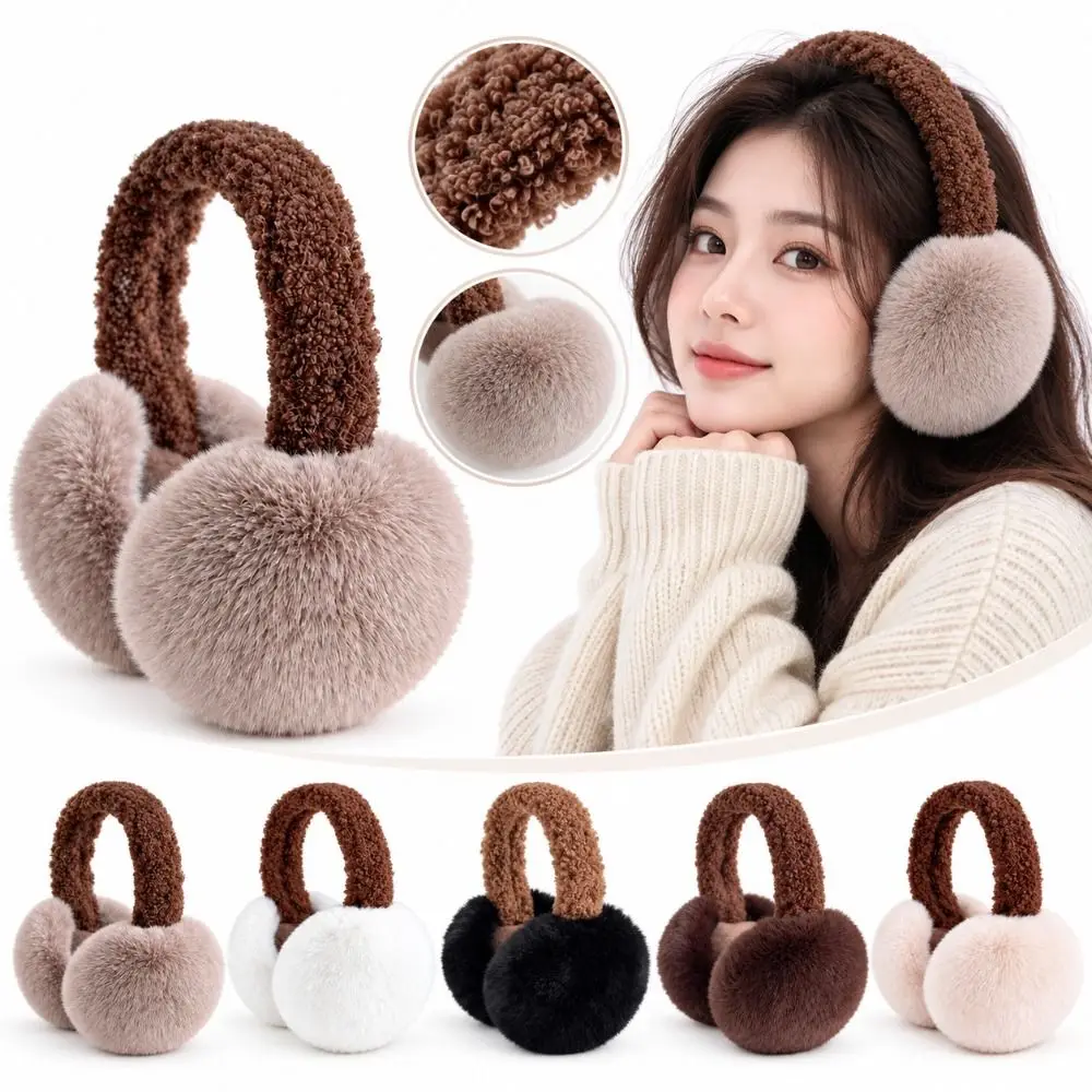 Portable Foldable Earmuffs Faux Fur Soft Winter Earmuffs Ear Protection Headband Adults and Older Children
