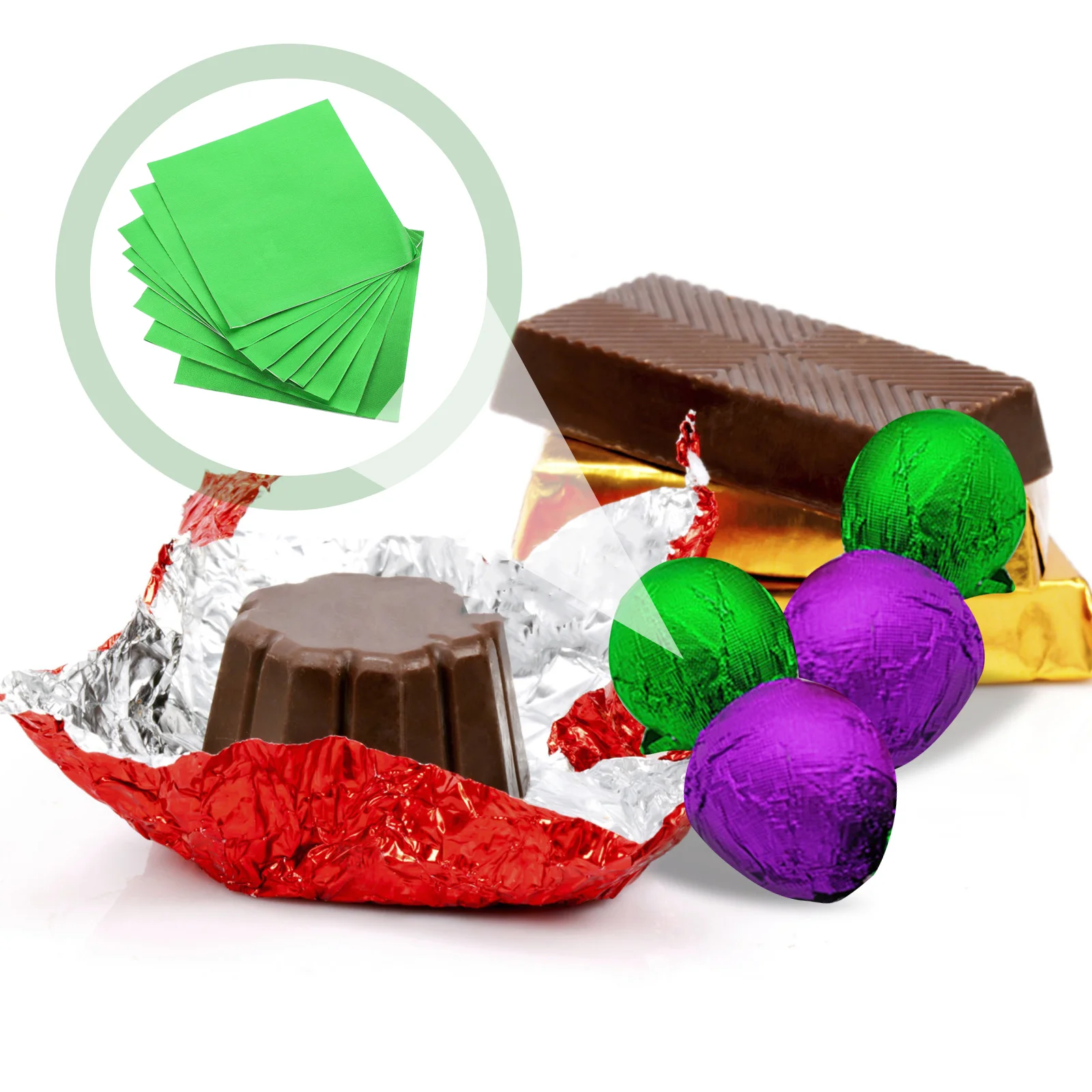 200 Pcs Chocolate Wrappers Portable Candy Holders Aluminum Foil Bar Wrapping Paper