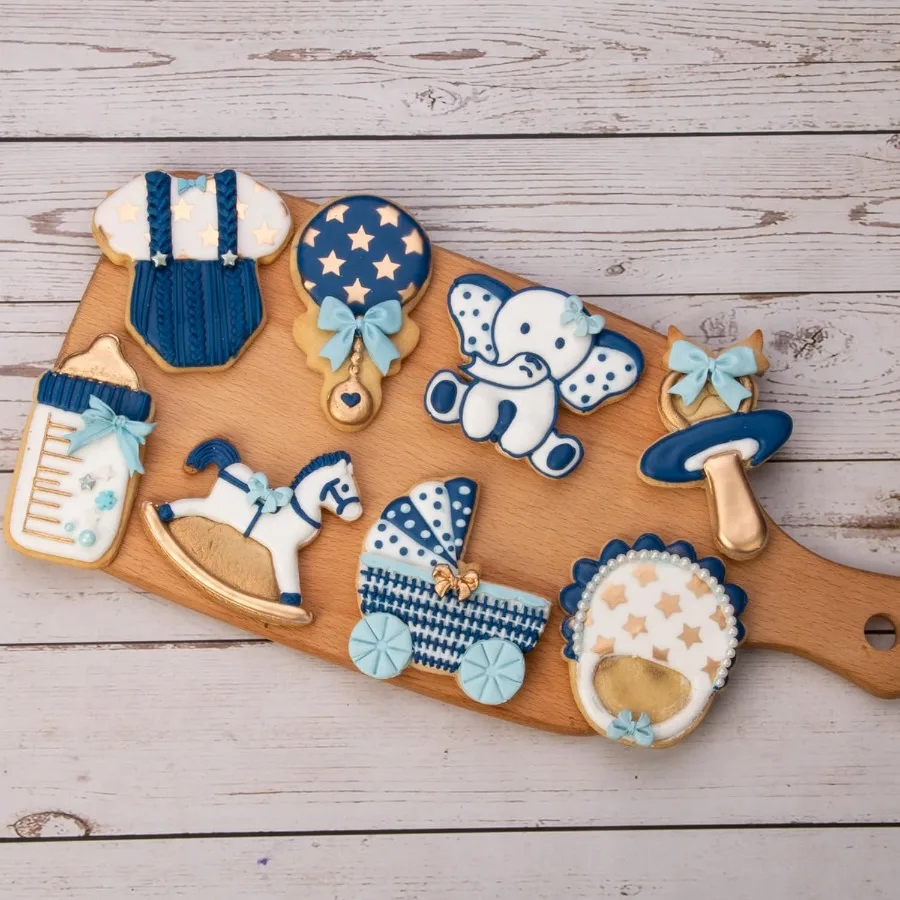 3D Ce Cutter with Baby Rattle Stampers Baby Shower Cake Mold Fondant Decorating Tools Mold for Sugar Craft Baking Mould ' Birth