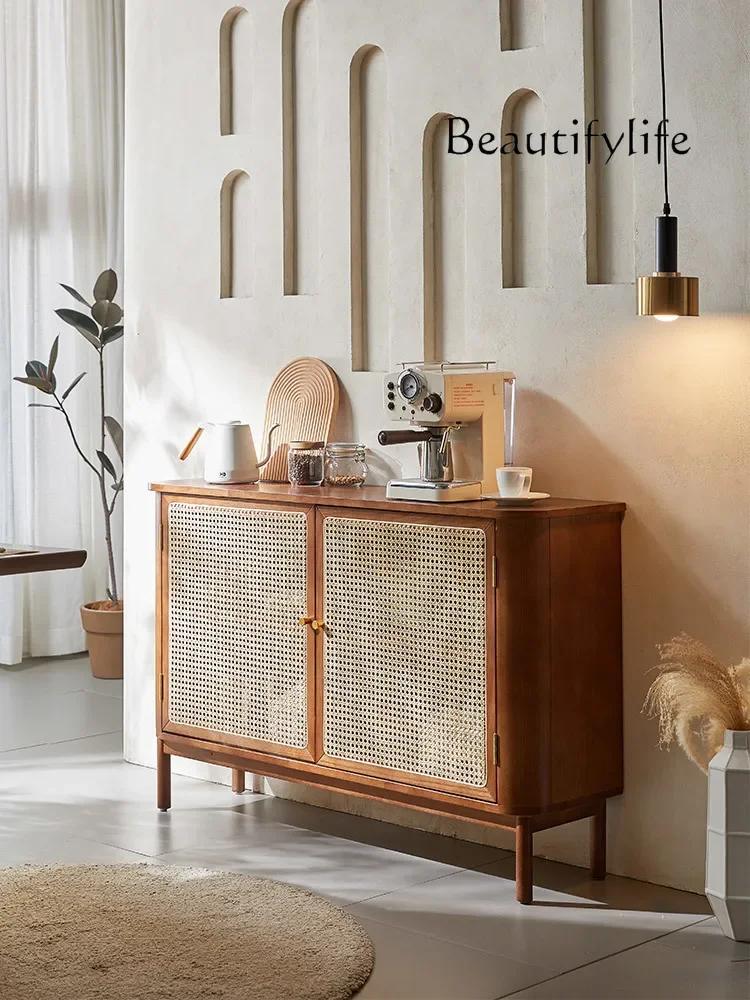 

Japanese-style rattan sideboard is simple and modern solid wood storage cabinet