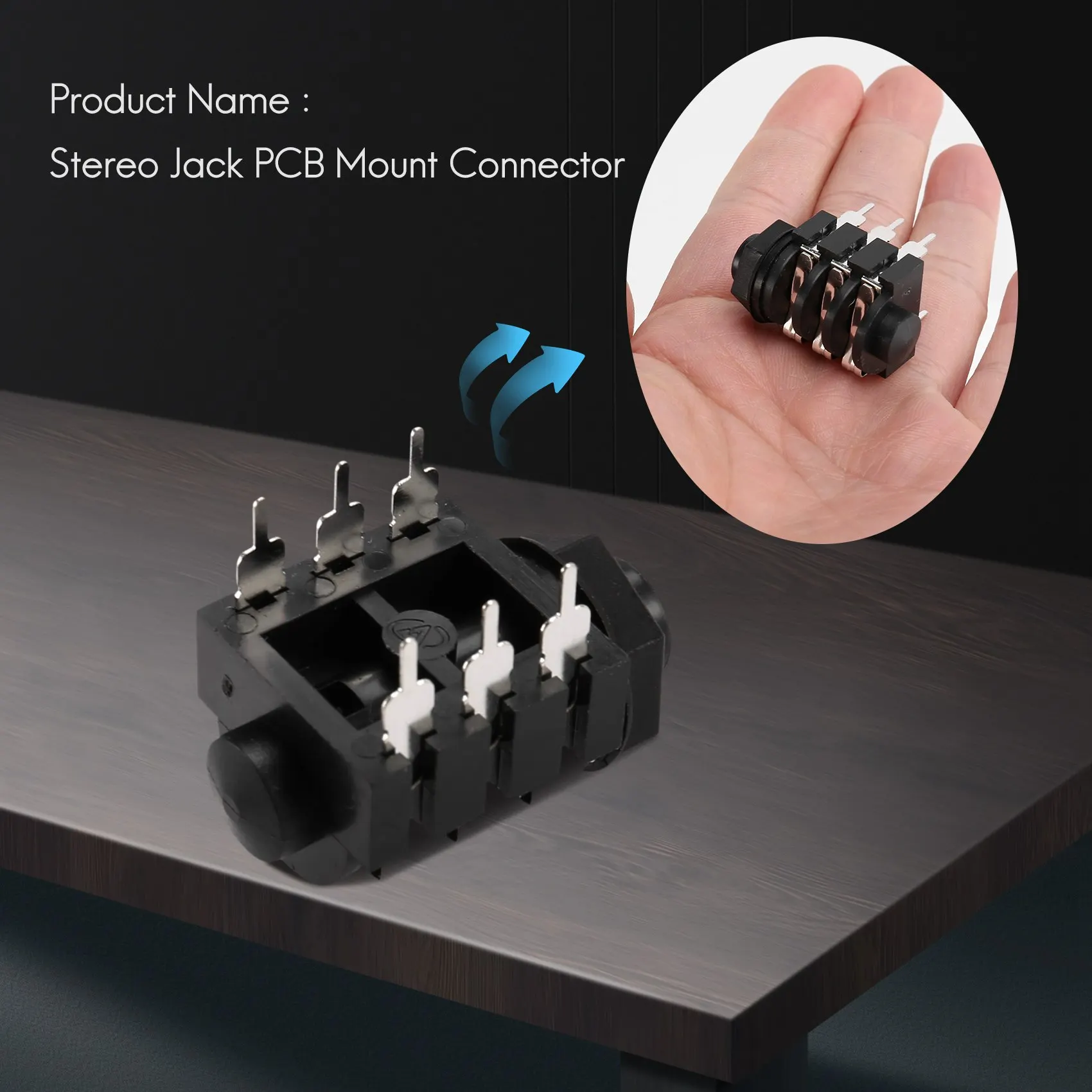 1/4" 6.5mm Stereo Audio PCB Panel Mount Headphone Jack Socket 6 Pin