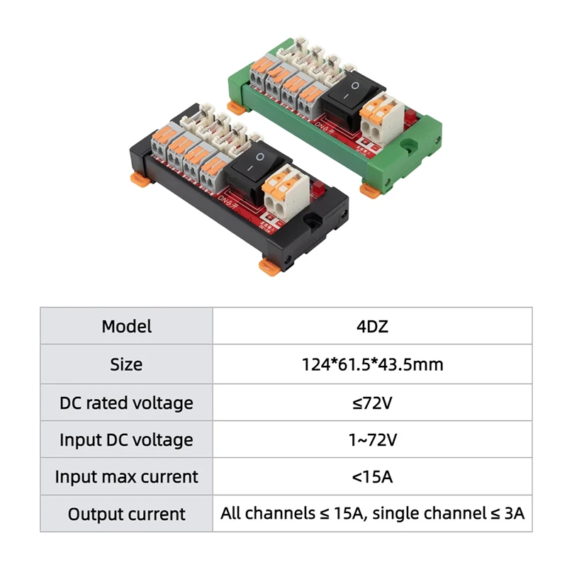 4CH 6CH 8CH 12CH 16CH DC Fuse Distribution Module DC 72V Junction Board Output Current 3A Used for Circuit Branching