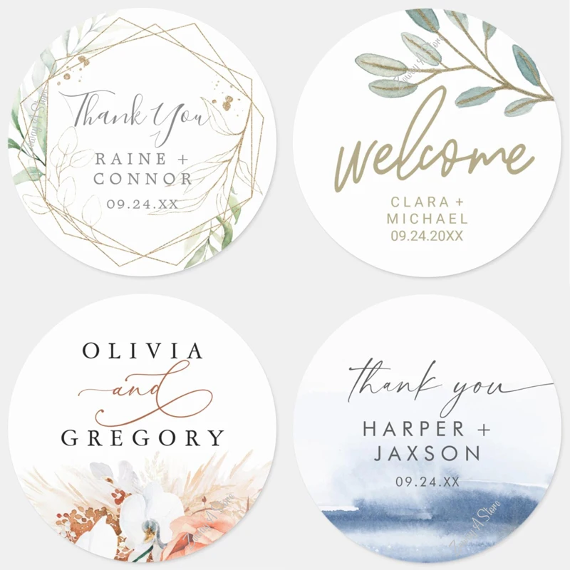 3/4/5/6/7cm Custom Sticker and Customized Logos Wedding Birthday Baptism Stickers Design Your Own Stickers Personalize Stickers