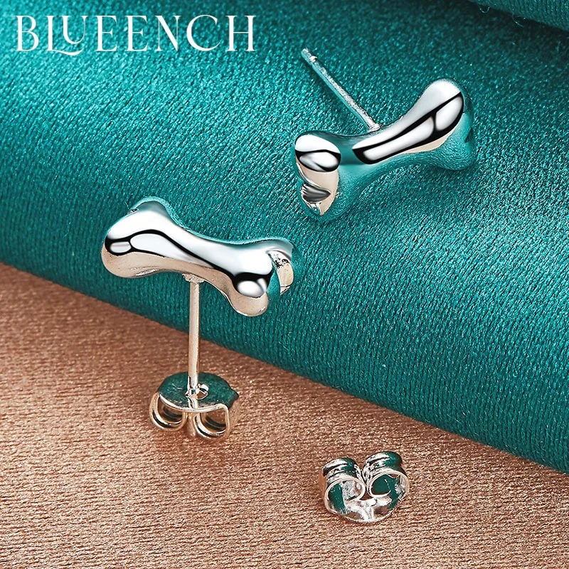 Blueench 925 Sterling Silver Bones Earrings for Women Proposal Marriage Personality Fashion European and American Jewelry