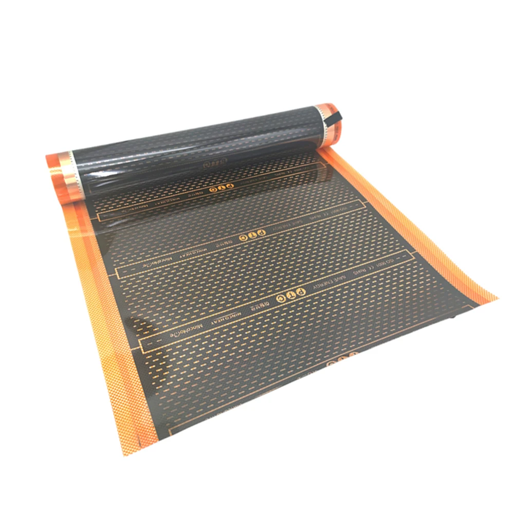 10 m²/Lot AC200~240V 50/80 cm breite Infrarot-PTC-Heizfolienmatte für Fußbodenheizungssysteme 220~240 W/M2 mit Zubehör – Detail 9